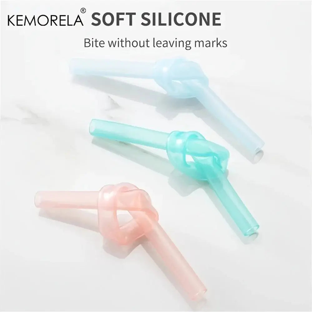 6 Piece Reusable Food Grade Transparent Silicone Straws Set Bendable And Straight With Cleaning Brush For Party
