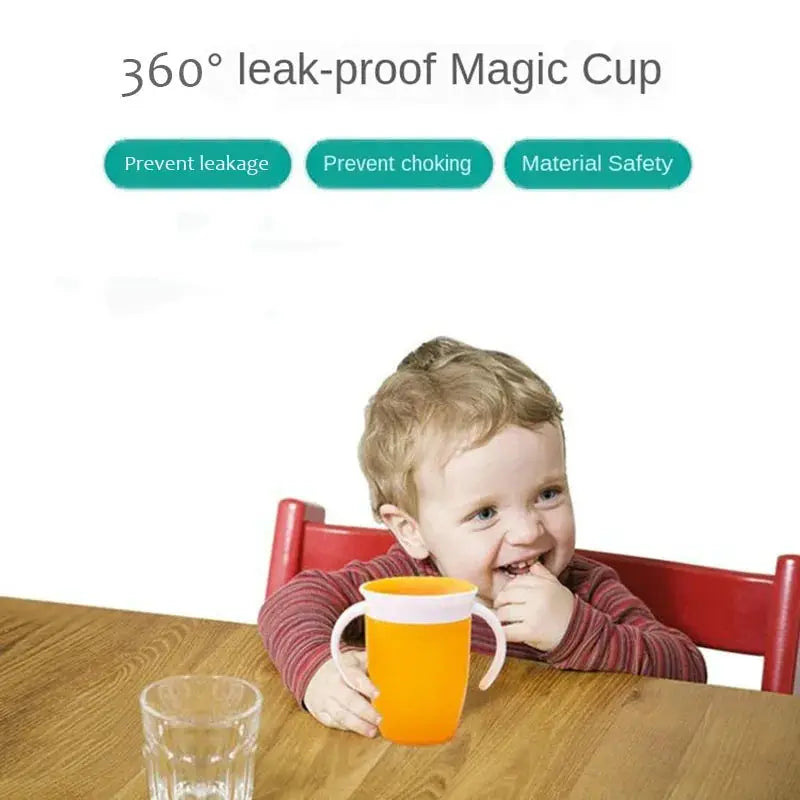 Magic Baby Cup That Turns 360 Degree For Any Angle Leakproof Sippy Cup 240ml With Ergonomic Handle