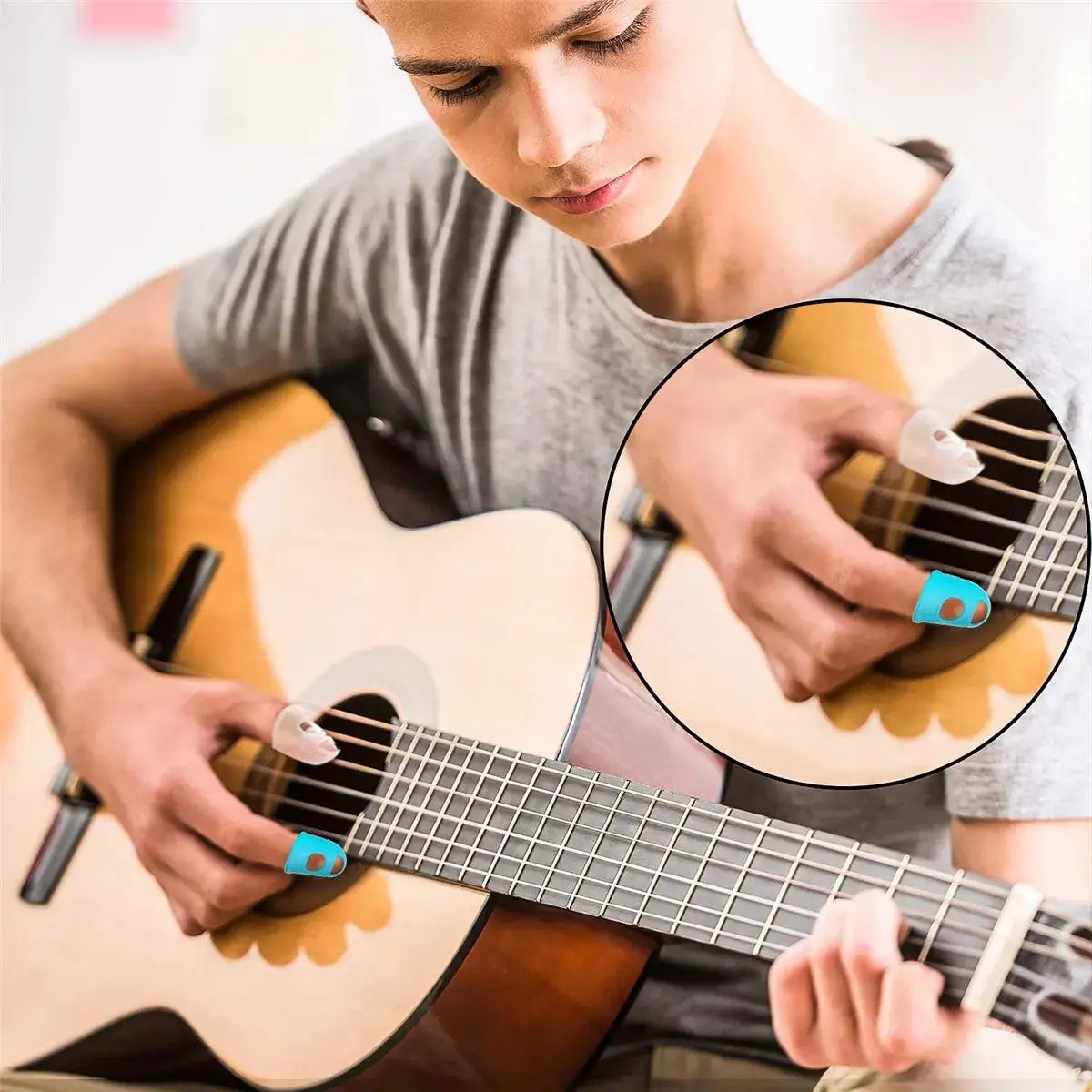 Guitar Fingertip Protectors Silicone Finger Guards Set 10 Pieces In 5 Sizes For Pain Free Practice And Performance