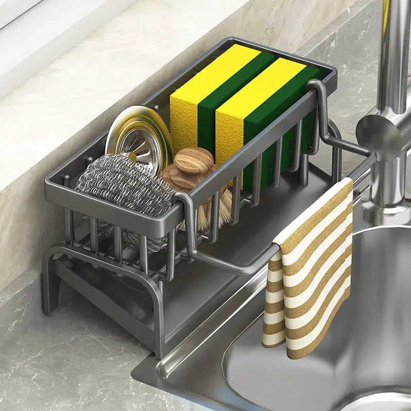 Kitchen Sink Caddy And Draining Rack For Sponges Brushes Dishcloths And Detergent Organization