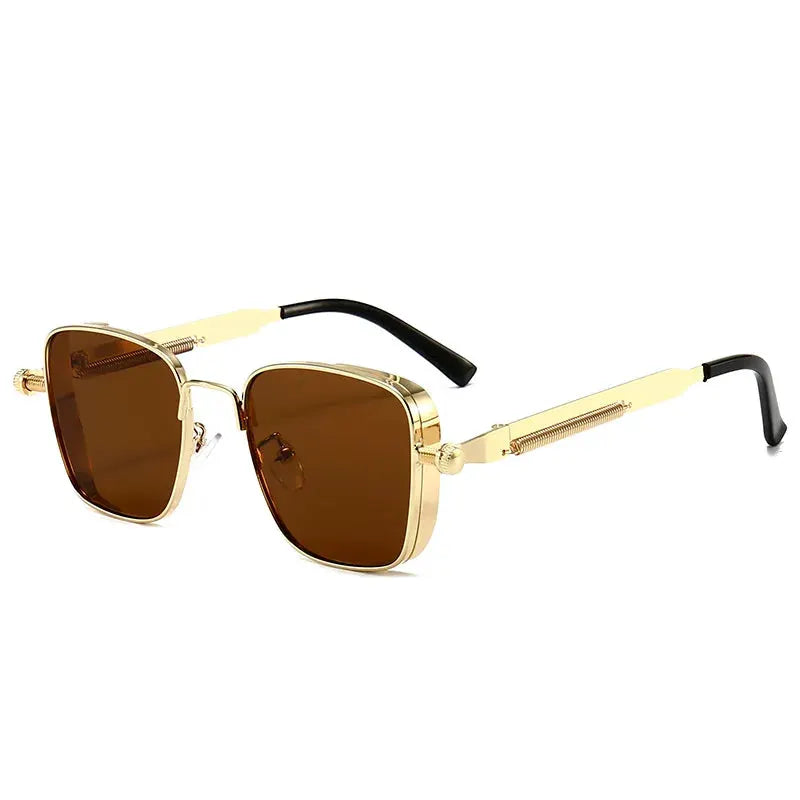 Men's Steampunk Sunglasses With Box Edging Frames European American Retro Style Metal Spring Details Indian Inspired