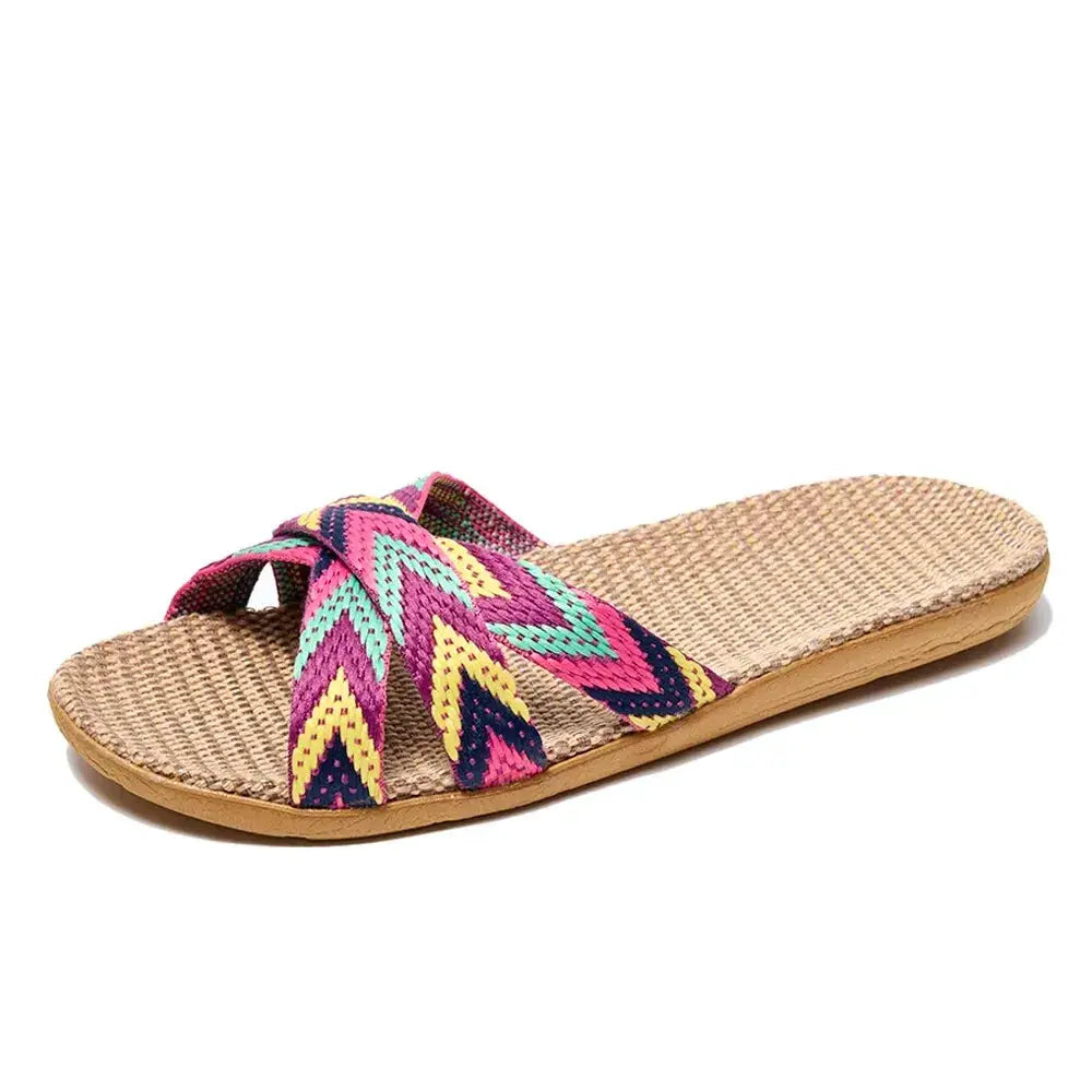 Hemp Haven Womens Indoor Slippers Breathable Lightweight Hemp Upper Summer Comfort Home Shoes