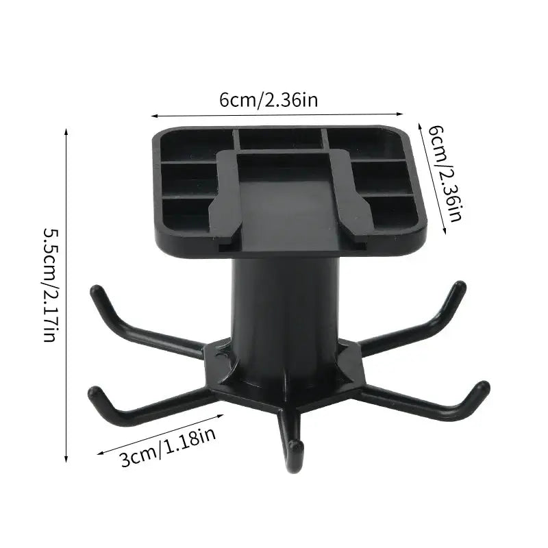 Simples Market black 360° rotating adhesive kitchen utensil organizer with 6 hooks