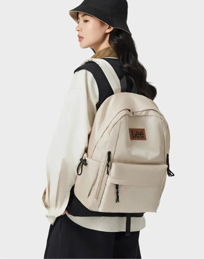 Lee 16-inch laptop backpack beige Oxford, large-capacity for students