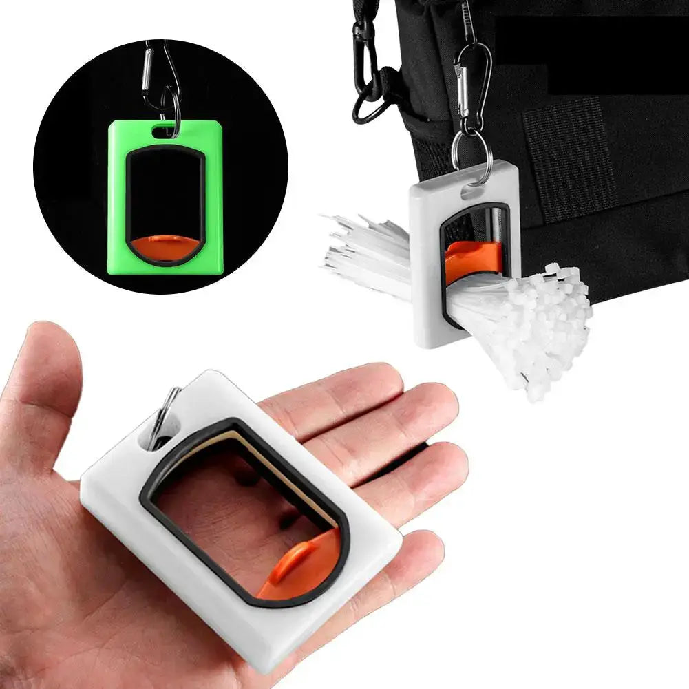 Square cable tie organizer by Simples Market; green and white plastic keychain holders with orange slider (2 pcs)