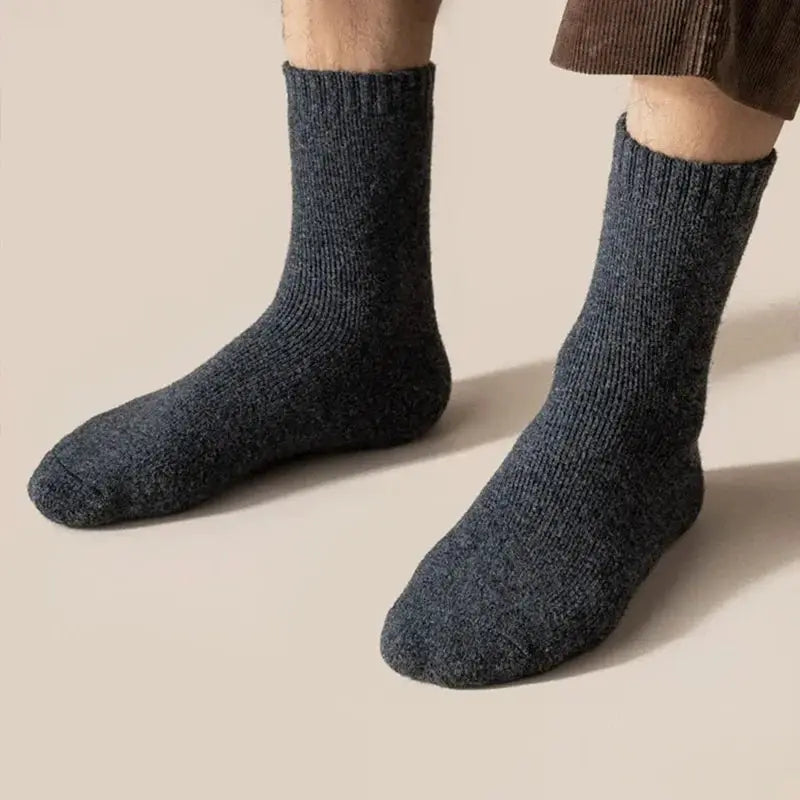 Unisex Merino Wool Winter Thermal Plush Snow Socks For Men And Women Solid Color