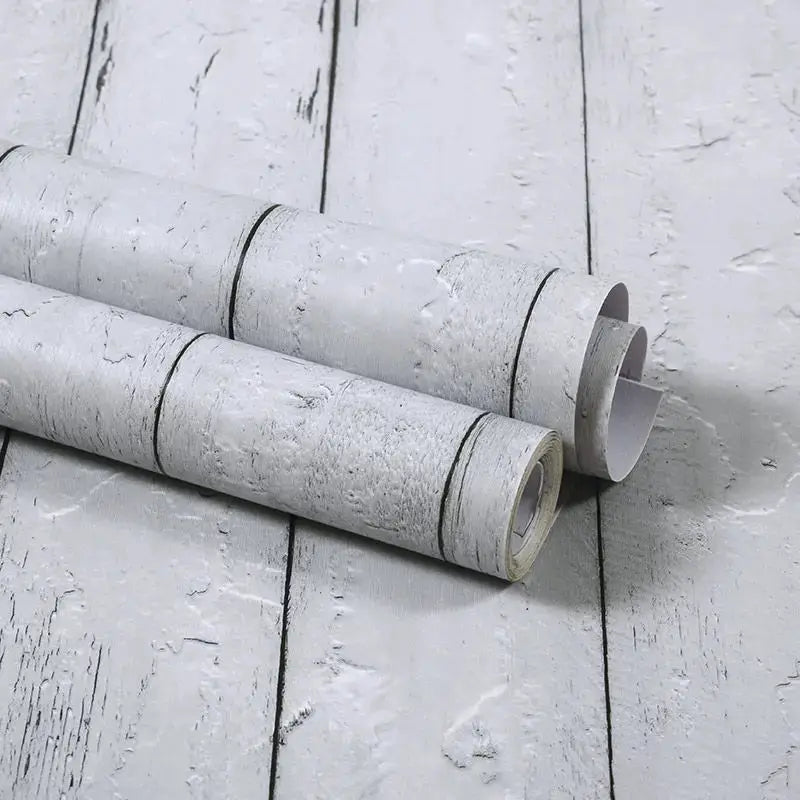 Vinyl self-adhesive wood wallpaper rolls in gray wood grain for walls and furniture, three rolls, Simples Market PVC