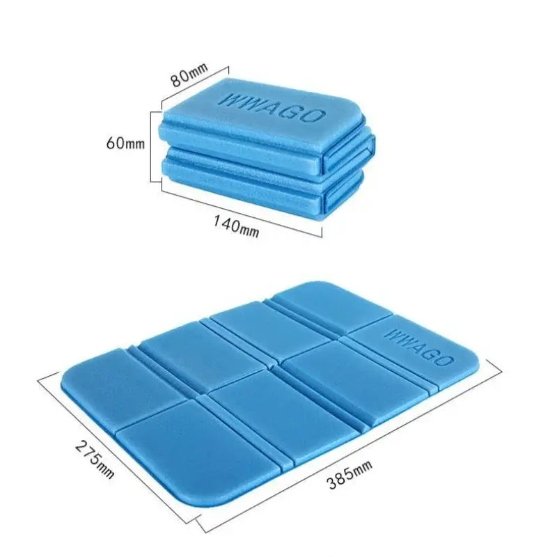 Simples Market foldable XPE foam outdoor mat, blue moistureproof picnic and camping seat cushion, unfolded 385x275mm