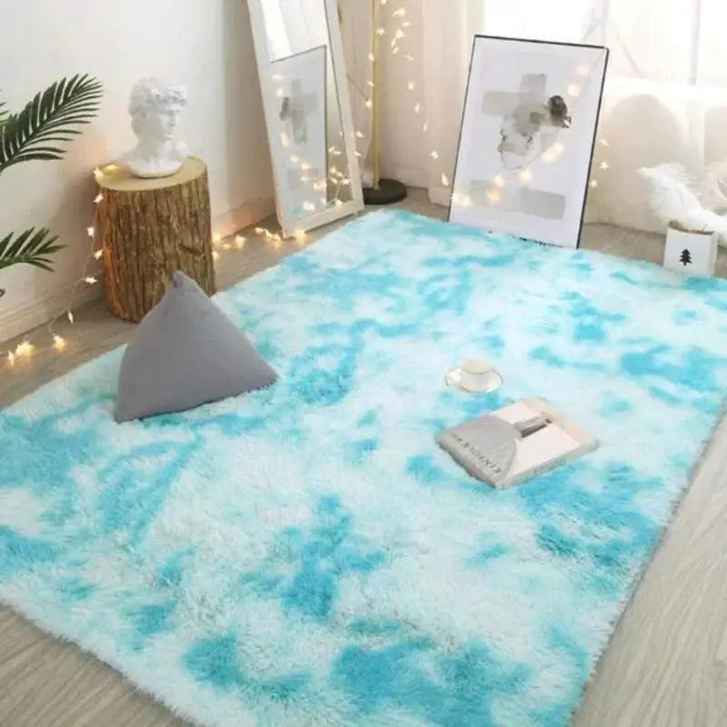 VIKAMA Silk Wool Rug blue gradient living room carpet by Simples Market