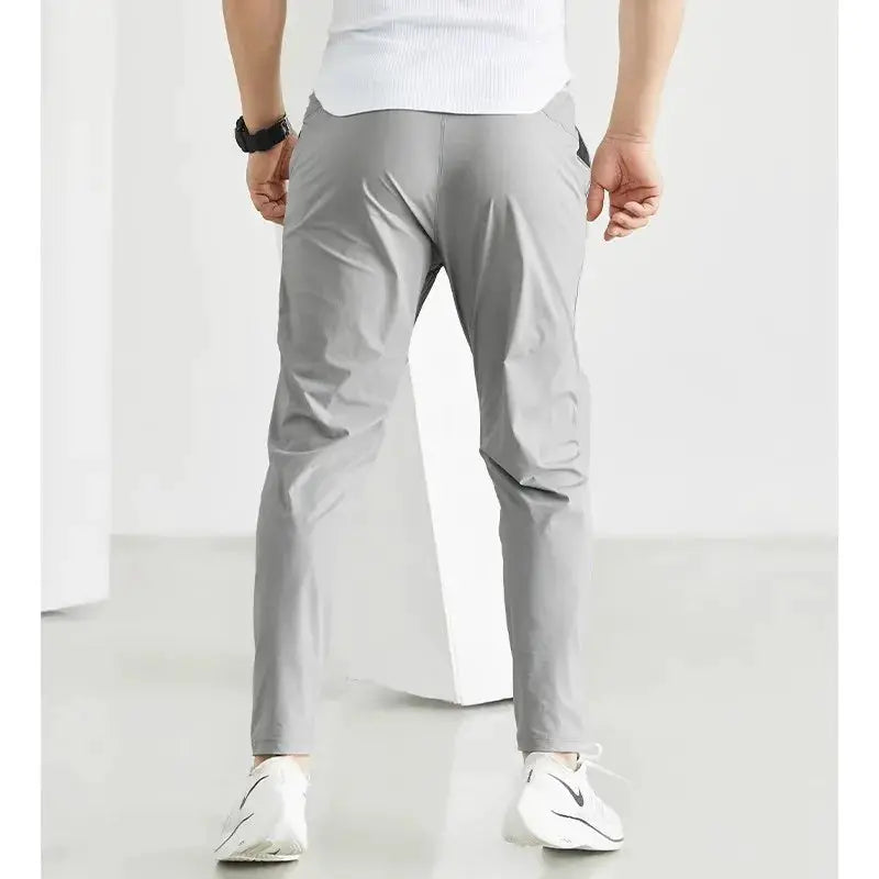 Men's running pants light gray quick-dry joggers with elastic waistband
