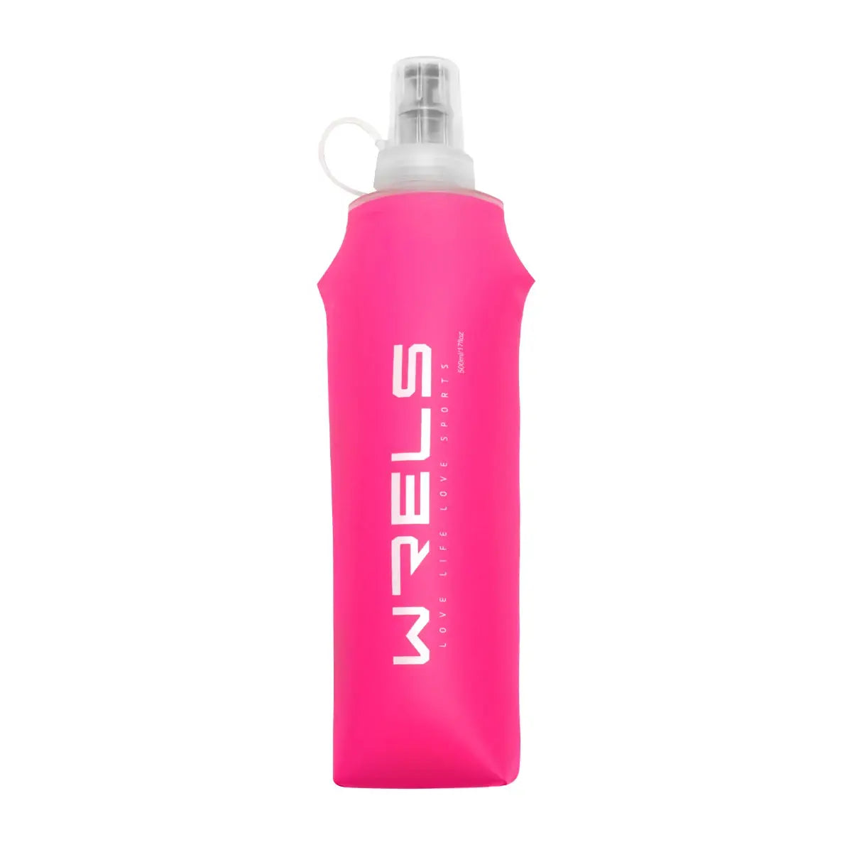 WRELS pink collapsible water bottle; BPA-free hydration flask for outdoors