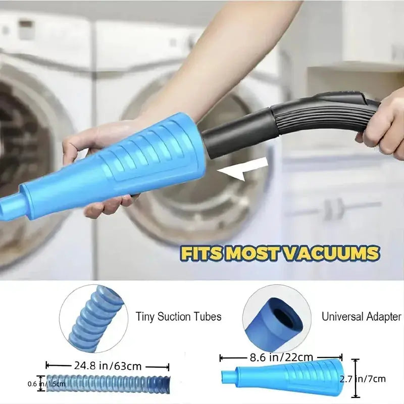 Dryer vent cleaner kit by Simples Market, blue bendable hose with universal adapter fits most vacuums