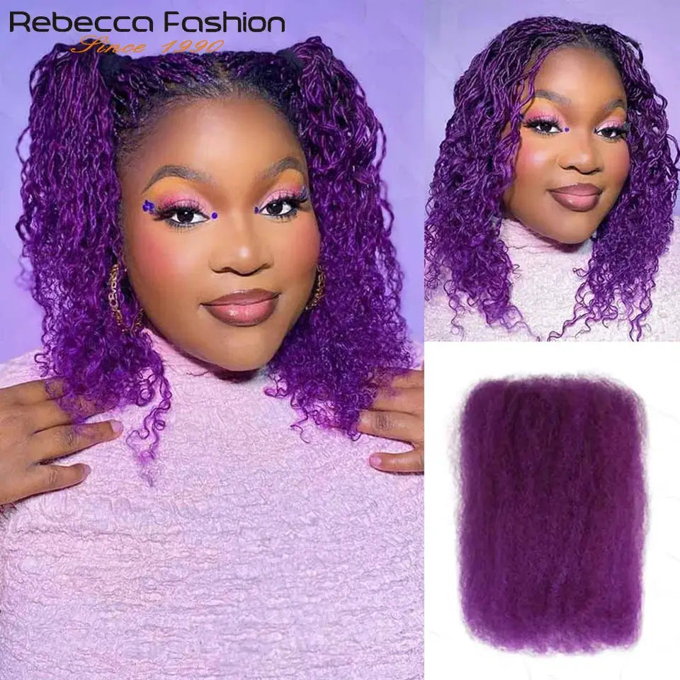 Simples Market Afro Kinky Curly Bulk Hair for Braiding, purple Remy human hair, soft and lightweight