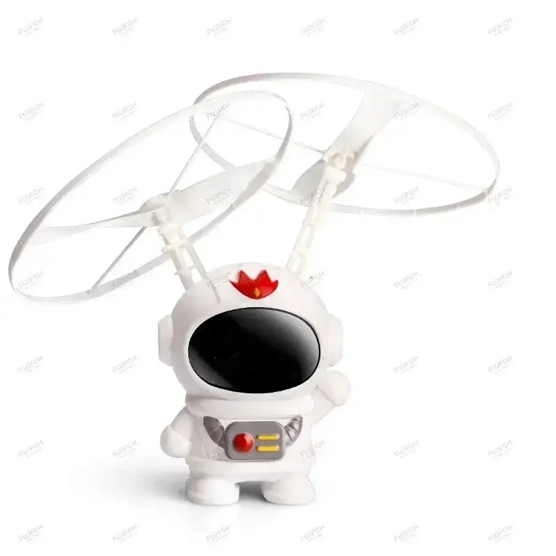 Levitating astronaut drone toy with circular rotor ring, white with lights, by Simples Market