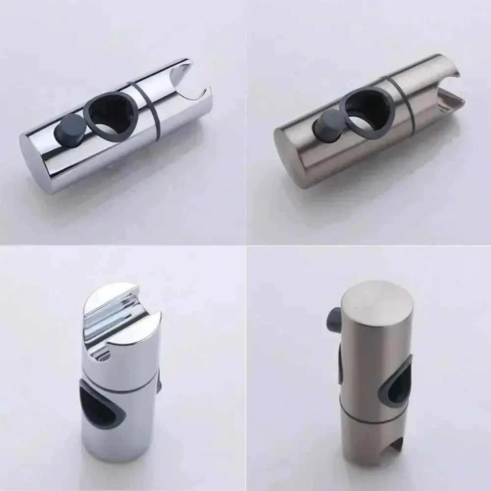 Simples Market universal shower head holder, ABS chrome and brushed nickel finish, adjustable for 18–25mm shower rails