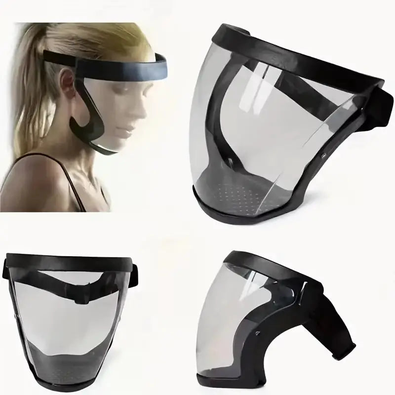 Full Face Transparent Protection Mask With Adjustable Buckle Reusable Heat Resistant Facial Shield For Work Activities
