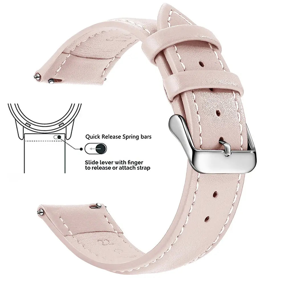 Timely Top Grain Genuine Leather Watch Band Quick Release For Easy Swaps Fits 12 To 24 Mm
