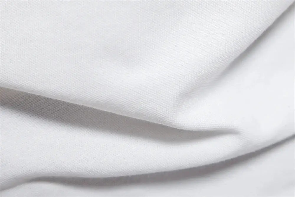 Cotton polo shirt fabric close-up in white showing textured weave