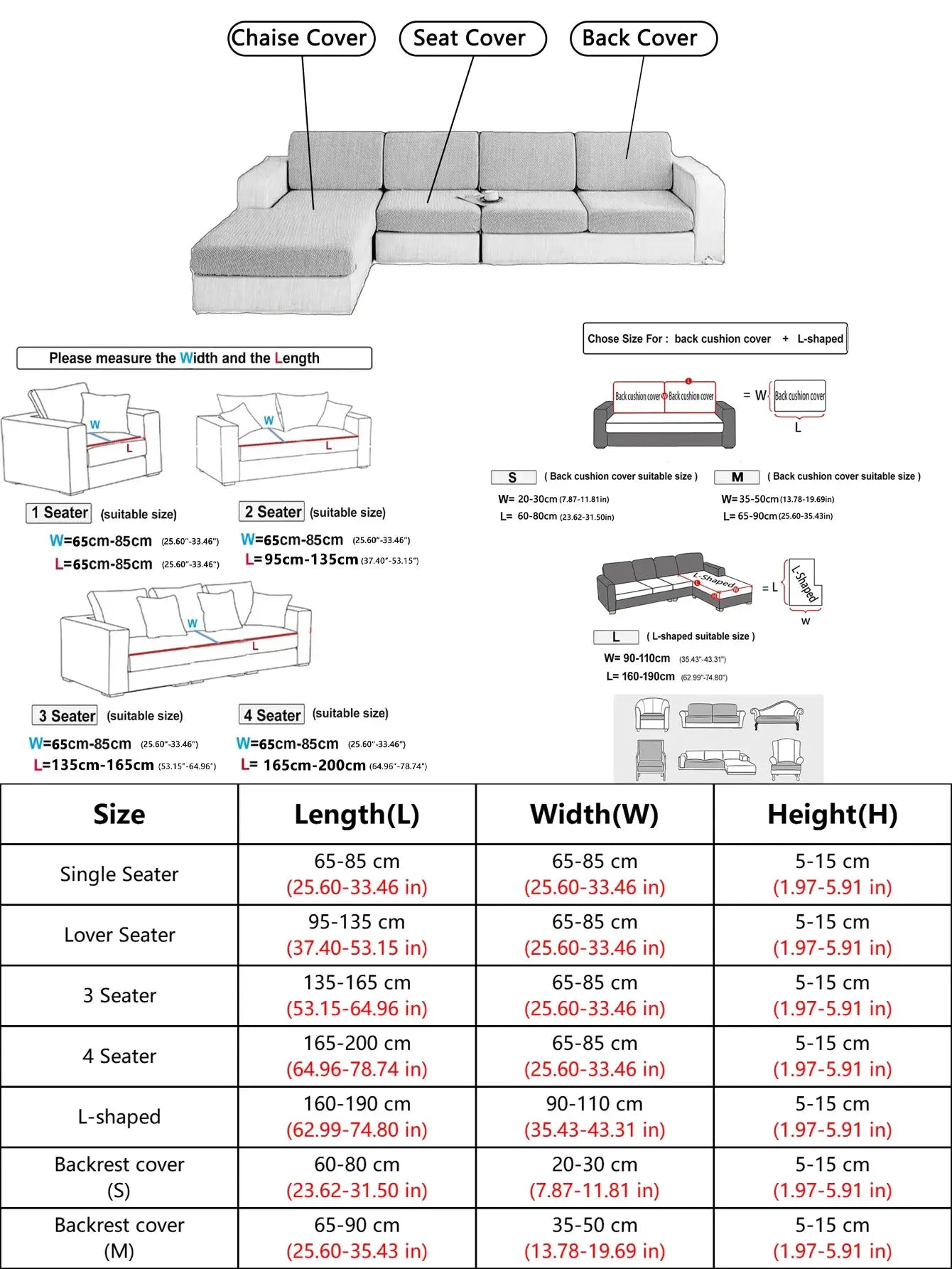 Splash-proof jacquard sofa cover set by Simples Market, elastic, anti-dirt, anti-cat-scratch, chaise, seat, back covers included.