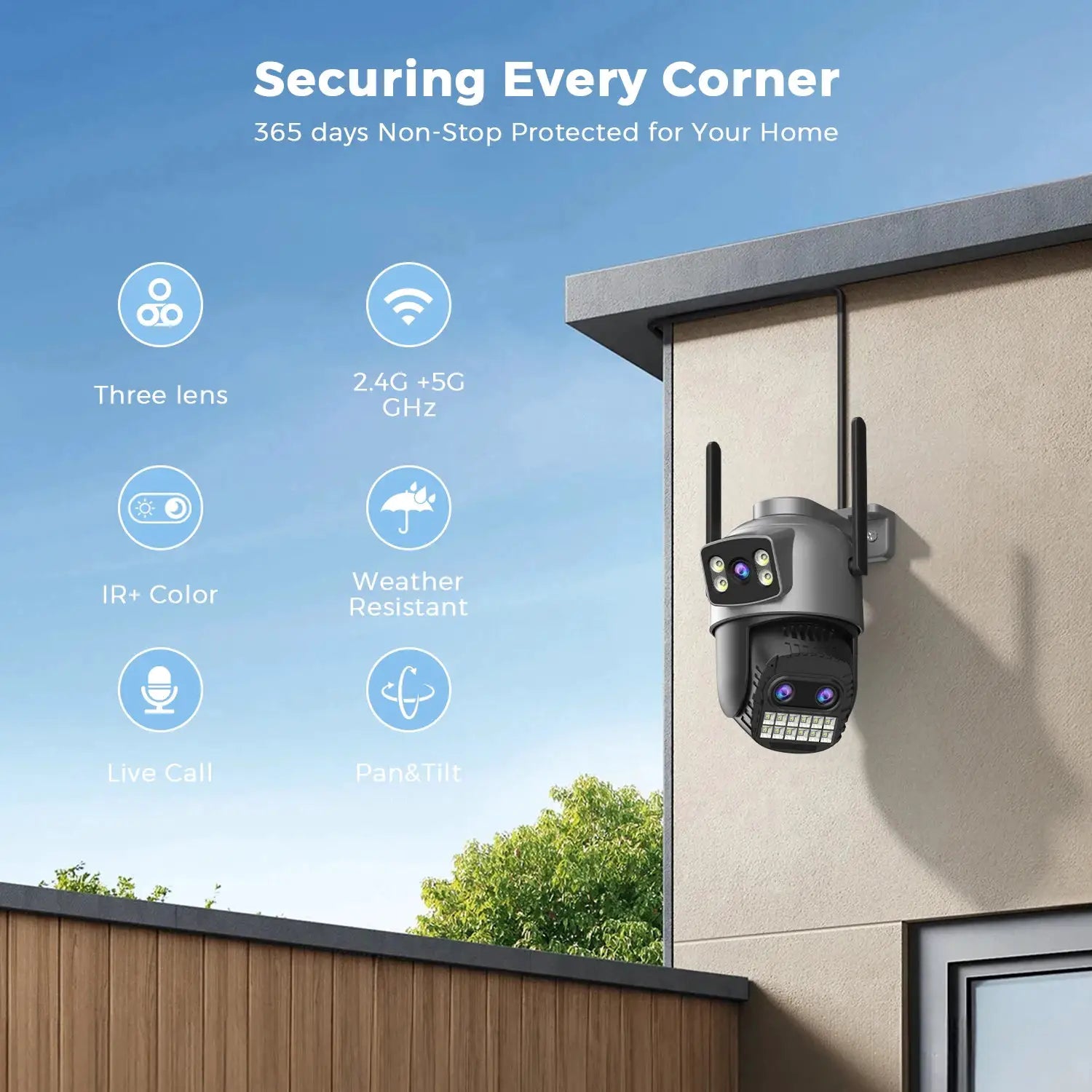 BESDER 15MP outdoor WiFi CCTV camera with PTZ by Simples Market; gray wall-mounted security camera.