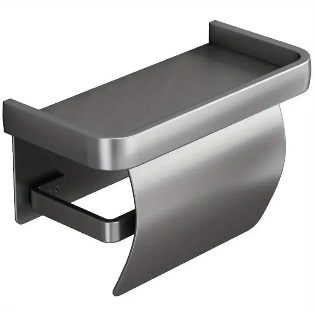 NovaGrip Self Adhesive Toilet Paper Holder With Shelf Wall Mount No Drilling Aluminum Alloy Bathroom Organizer