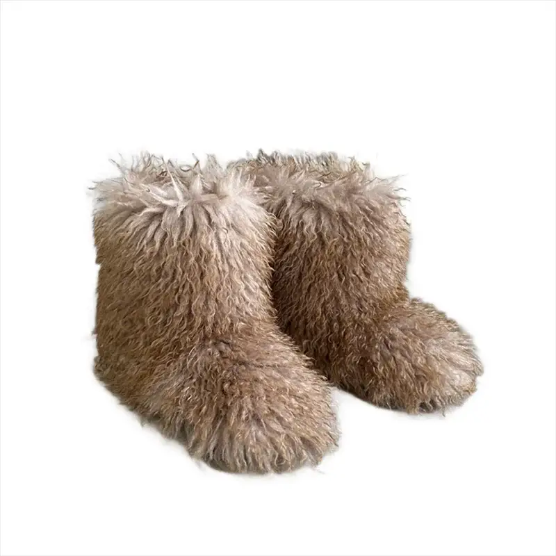 EverWarm Raccoon Fur Mid Calf Winter Snow Boots With Plush Insole And Short Plush Lining For All Day Warmth