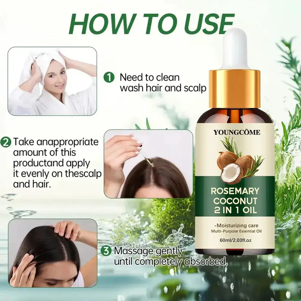 Rosemary Oil And Coconut Oil For Hair Loss Prevention Nourishes Strengthens Roots Scalp Treatment Hair Care