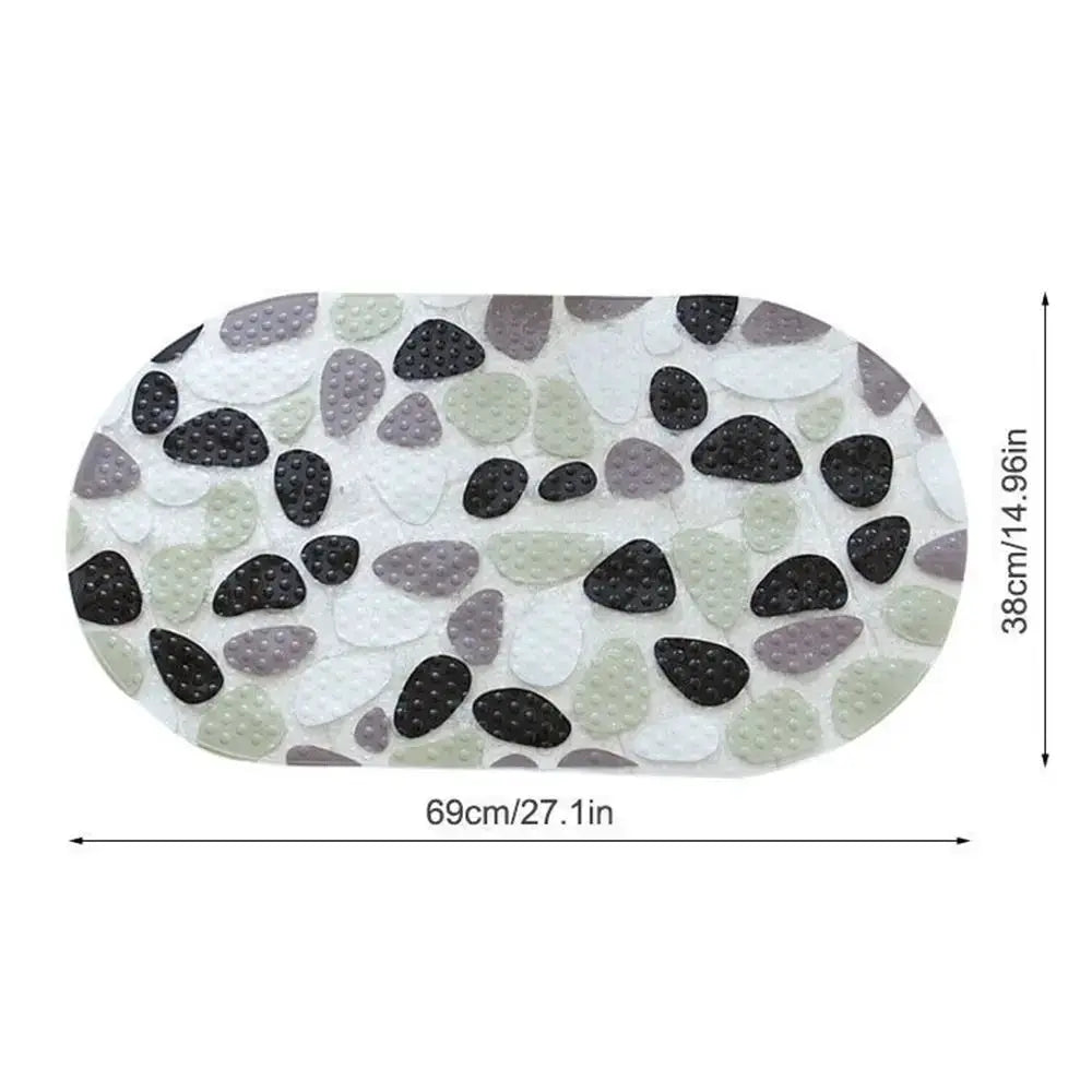 Simples Market soft PVC kids bath mat with suction cups, pebble-pattern in pastel gray, black and white, 69x38 cm