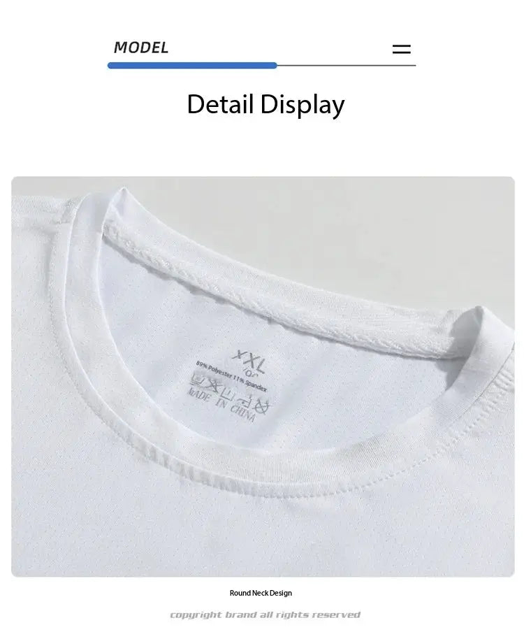 Men's white round-neck T-shirt; breathable perforated fabric, size XL