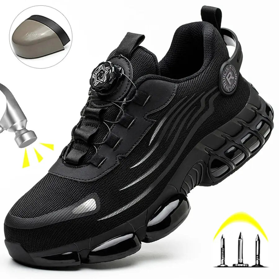 Indestructible Steel Toe Safety Shoes For Men With Slip Resistant And Abrasion Resistant Outsole Work Sneakers