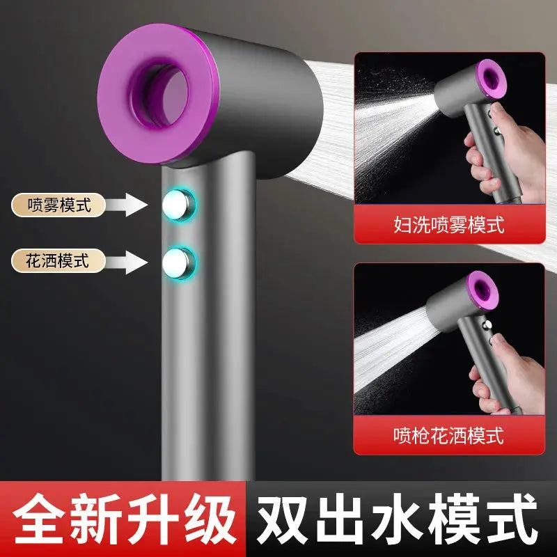 Simples Market bathroom spray gun shower 2-mode handheld bidet sprayer with silver body and purple nozzle