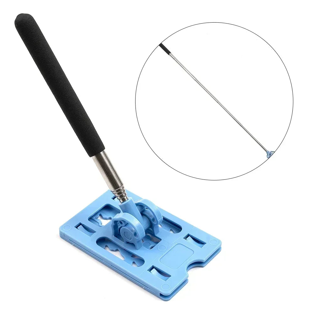 Simples Market toll card swipe stick with blue plastic base, adjustable metal rod and foam-grip handle