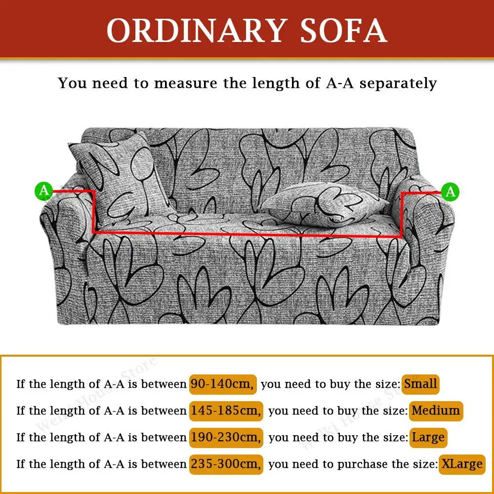 Sofa cover by Simples Market, stretchy grey printed slipcover for L-shaped corner sofa