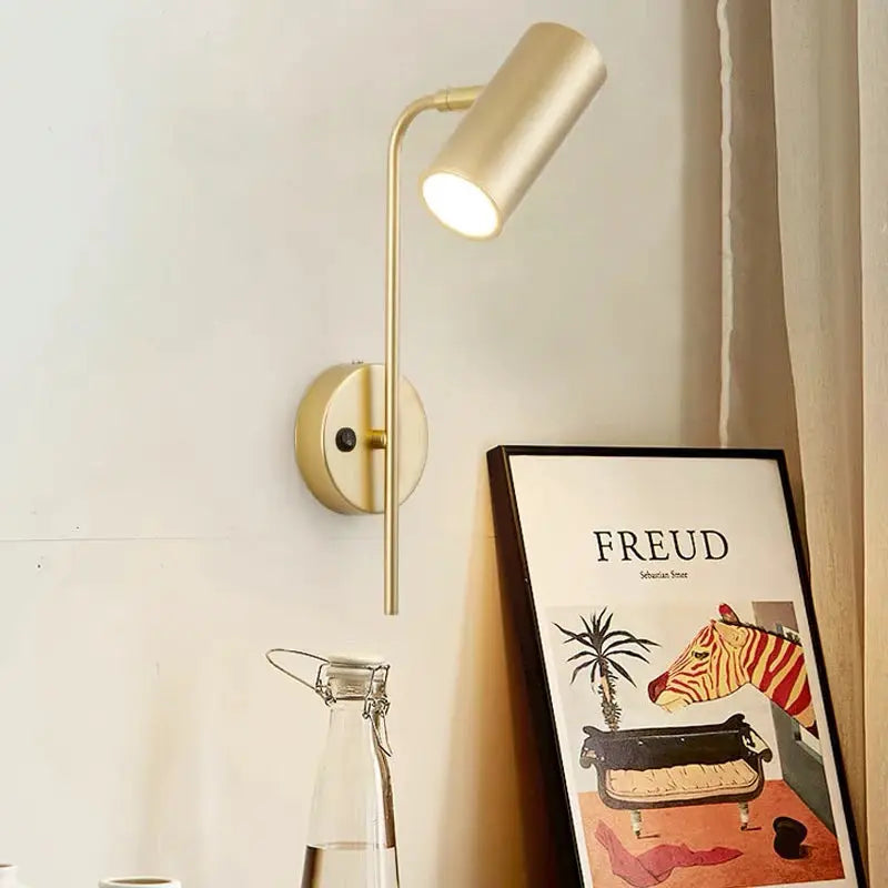 Rotatable brass wall lamp with iron frame and plastic shade; E27 LED reading sconce.