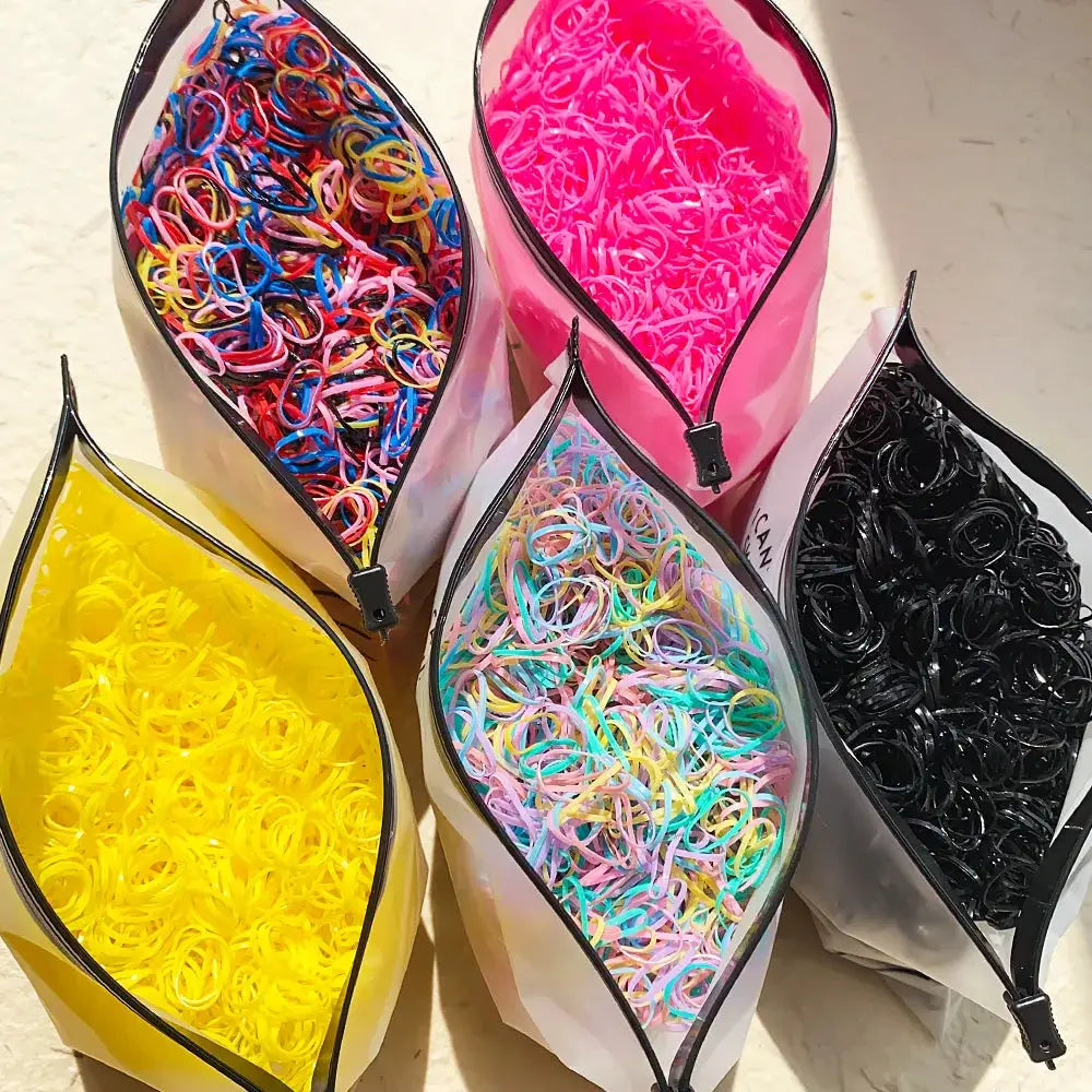 Colorful Disposable Rubber Band Hair Ties For Girls Bulk Pack 500 1000 2000 Pcs Ponytail Holders Kids Hair Accessories