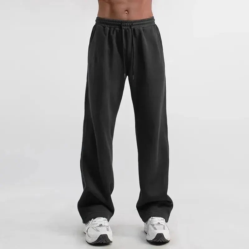 Men's black straight-leg sweatpants by Simples Market with drawstring waist and big pockets