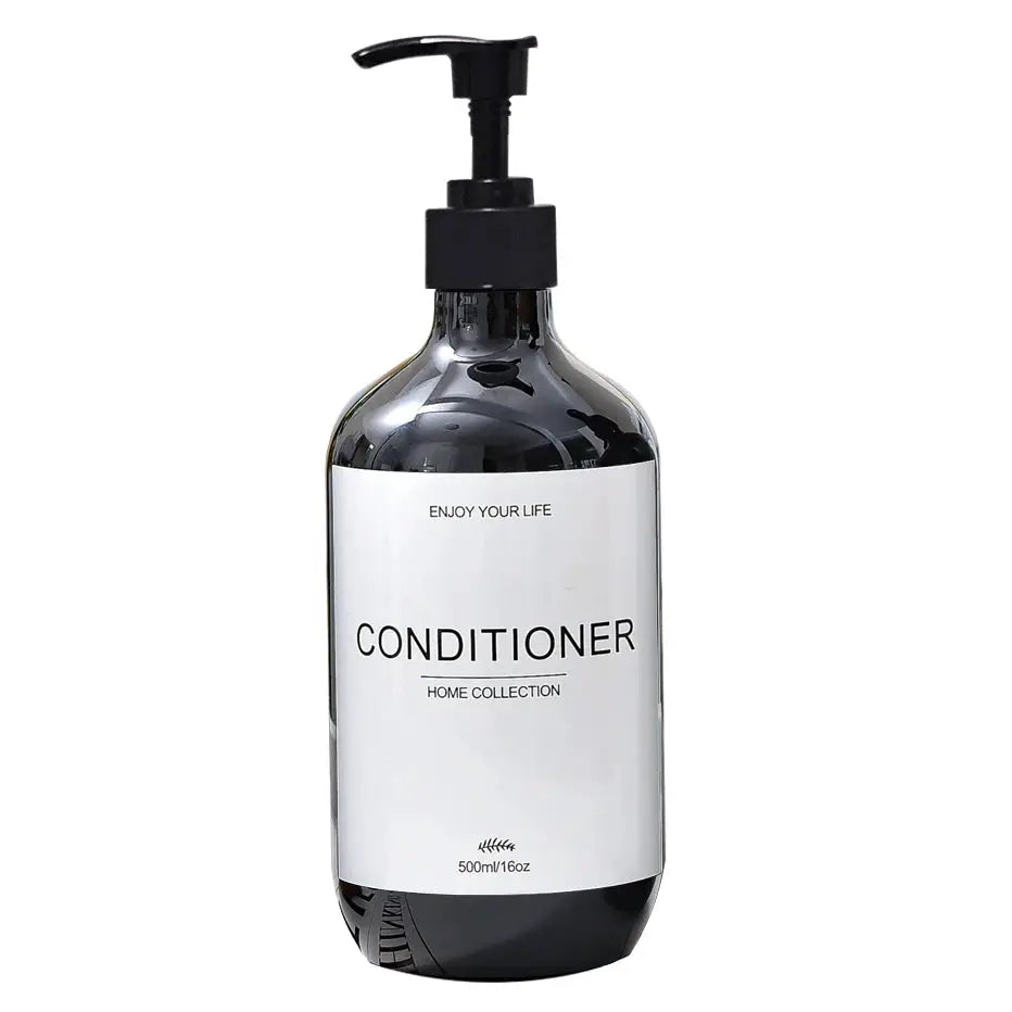 Conditioner dispenser bottle with pump, dark amber glass bottle, 500ml.