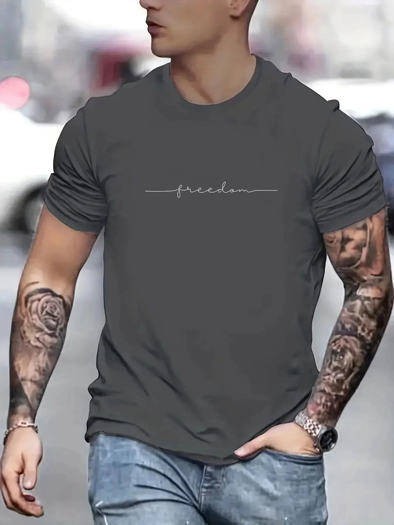 Men's 100 Percent Cotton Summer T Shirt Graphic Print Round Neck Short Sleeve Casual Relaxed Fit