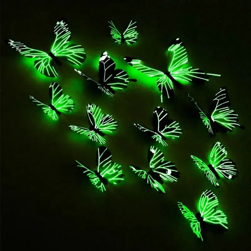 12 Pieces 3D Luminous Butterfly Wall Stickers Set For DIY Decor Modern Wall Art Home Gift