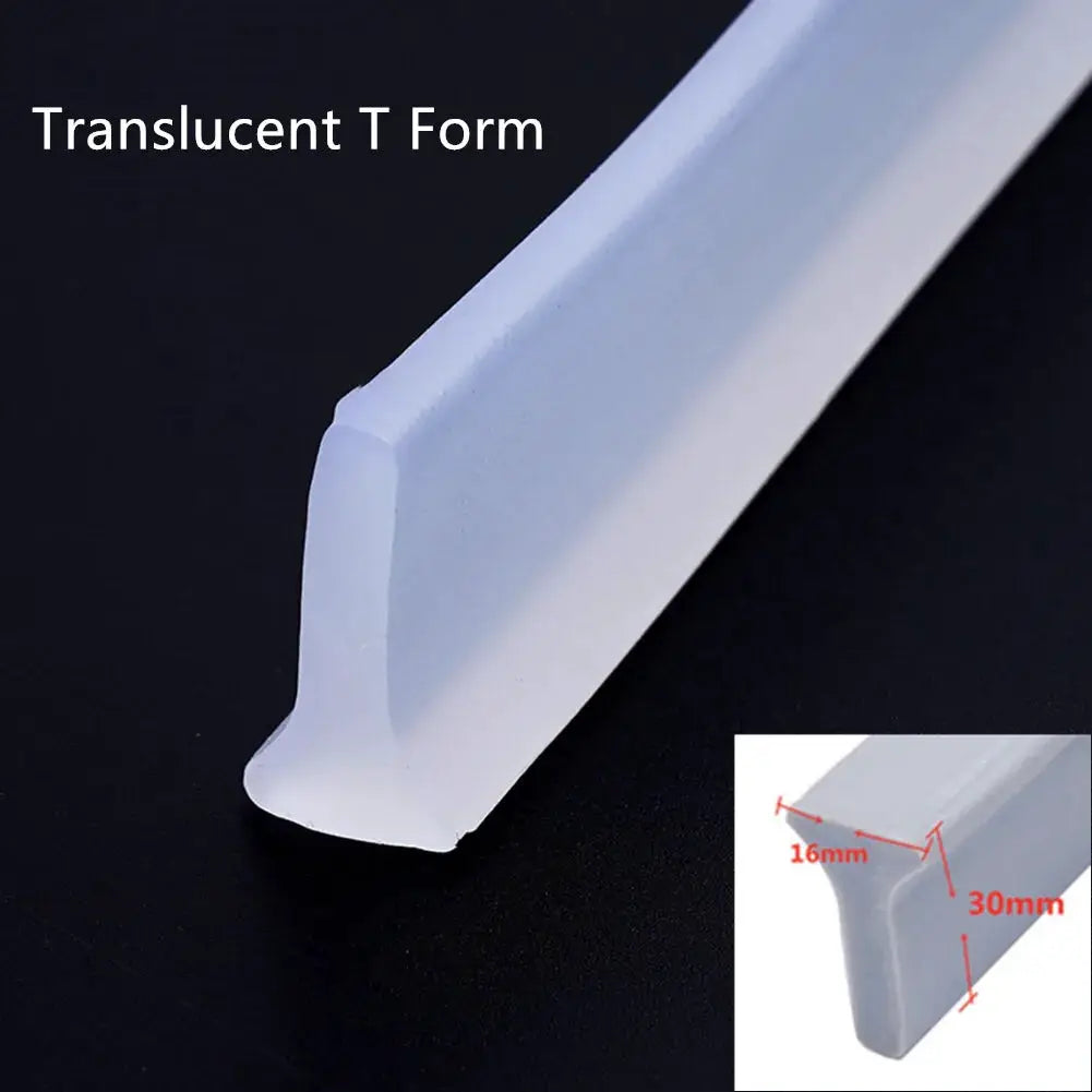 Simples Market translucent silicone shower dam strip, T-form, 1–3m bathroom water barrier