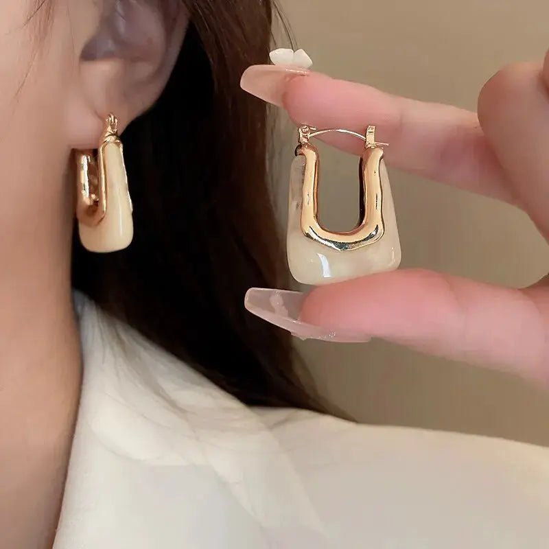 Green Pink Transparent Resin Geometric Irregular Stud Earrings For Women Fashion Jewelry Party 2023 Trend - Simples Market