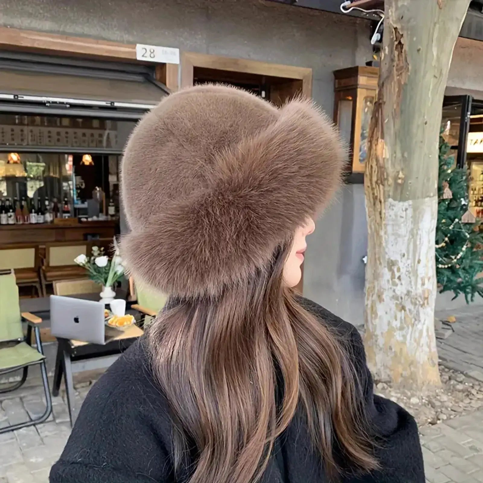 NordicPeak Womens Winter Fur Hat With Thick Plush Fur Windproof Elastic Fit For Cold Weather Outdoor Sports