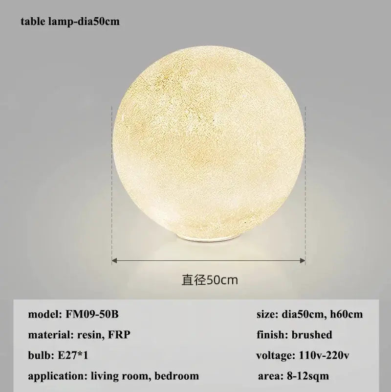 Nordic Moon LED pendant light by Simples Market, brushed resin globe, 50cm diameter