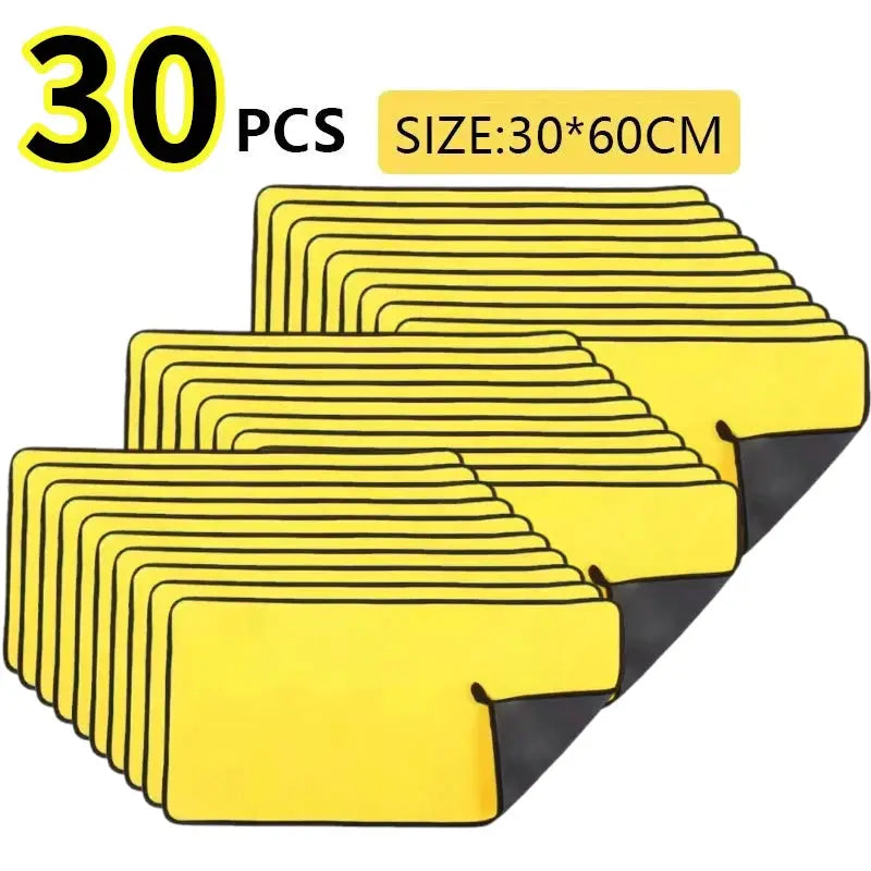 Car cleaning towels 30-piece yellow coral-fleece microfiber, 30x60 cm Simples Market