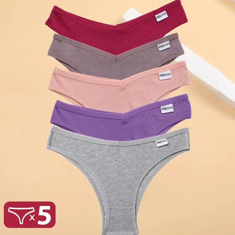 Panties 5-pack for women, cotton bikini briefs in assorted colors, Finetoo