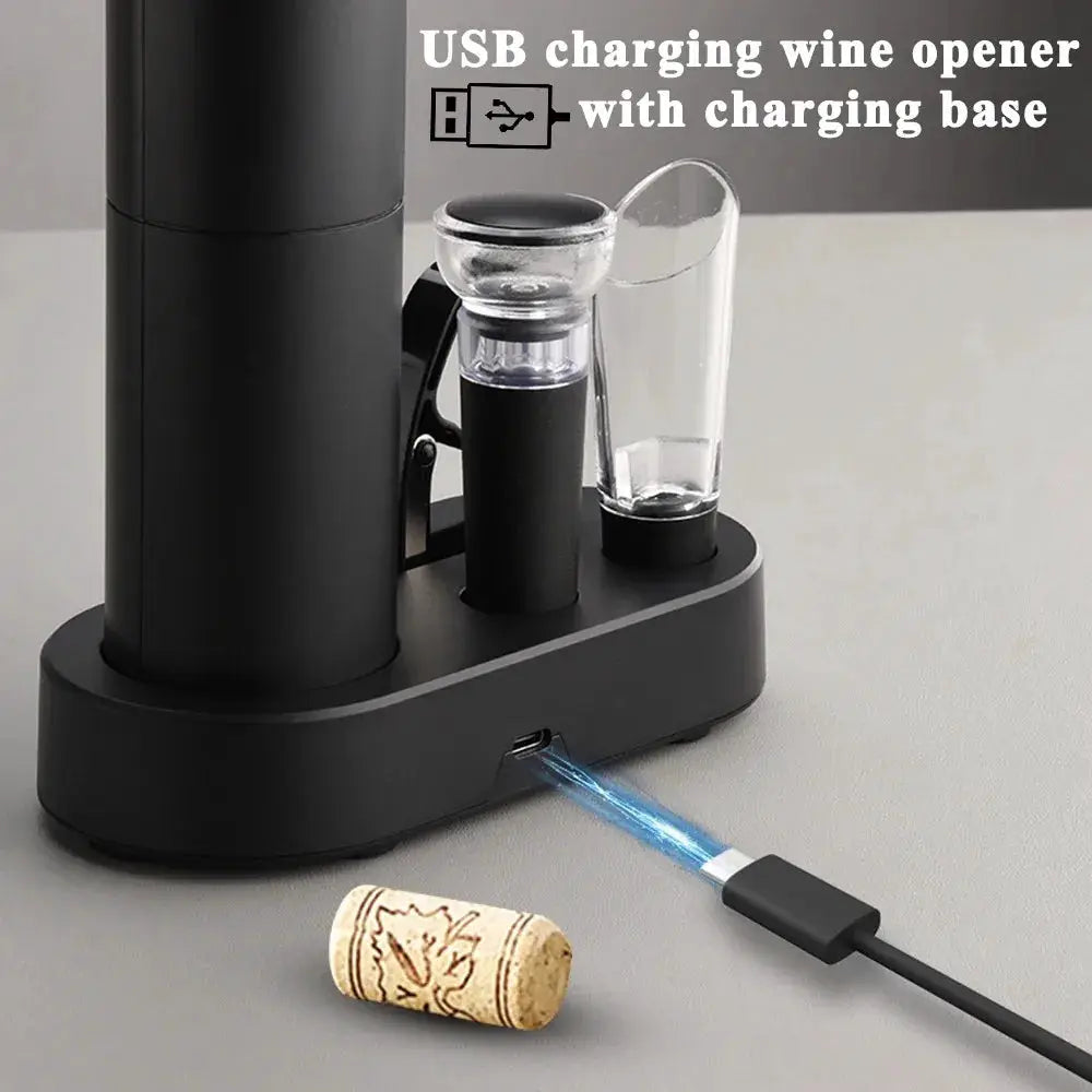Electric Wine Bottle Opener Automatic Corkscrew Rechargeable With Charging Base For Red Wine Kitchen Accessories