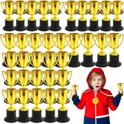 Plastic gold trophy prizes 6/12Pcs with black bases by Simples Market for kids' birthday party favors