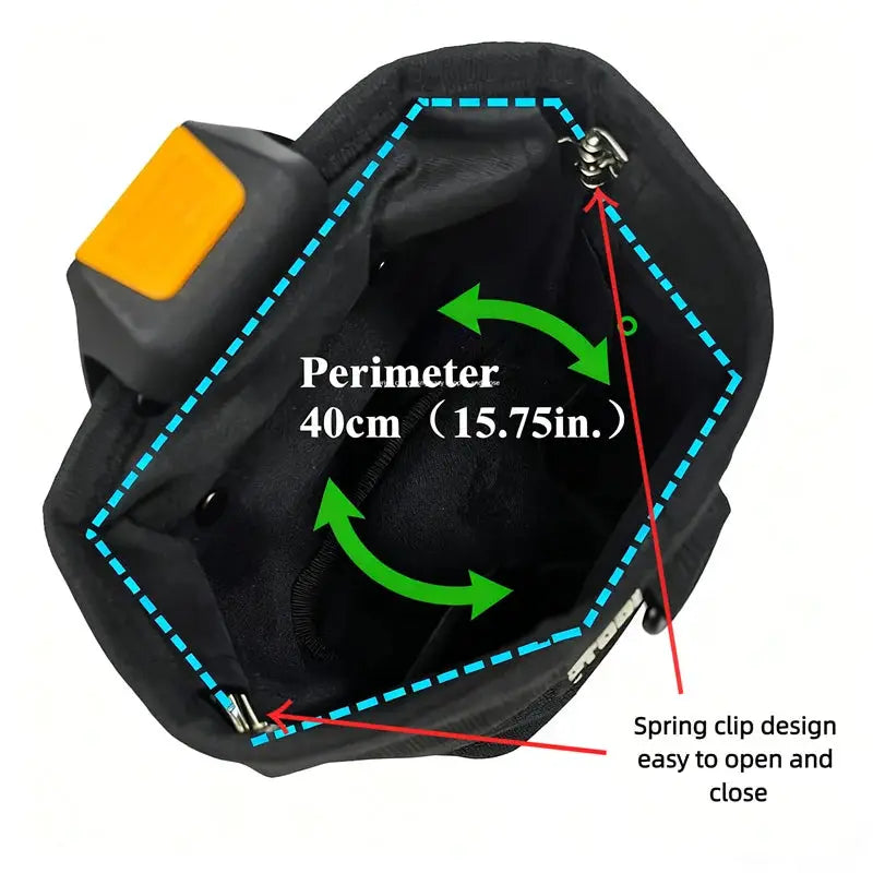 TOOLSTACK Multifunctional Nails Pouch by Simples Market, black waterproof waist bag with orange latch.