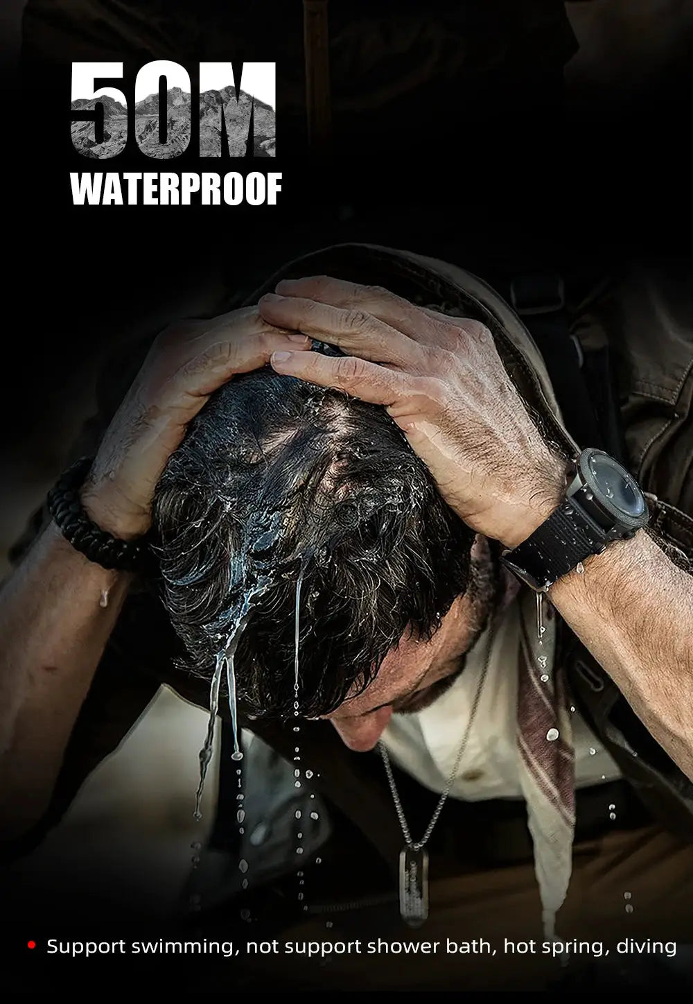North Edge Apache-46 men's black digital outdoor sport watch with altimeter, barometer and compass; 50m waterproof