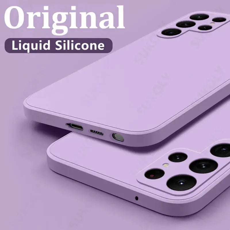 Simples Market lavender liquid silicone phone case for Samsung Galaxy S26/S24/S23/S22/S25 Ultra and 5G models, set of 2.